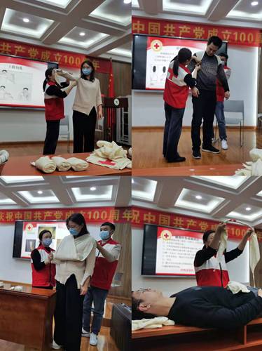 講師團老師現(xiàn)場演示包扎技術(shù)